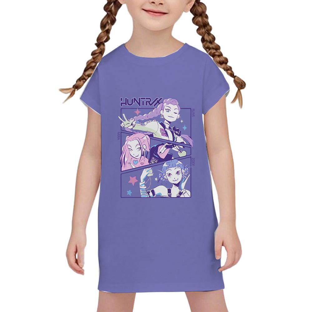 DZ Style Demon Hunter Girl Anime Nightgown – Hot-Selling Cartoon Print Dress