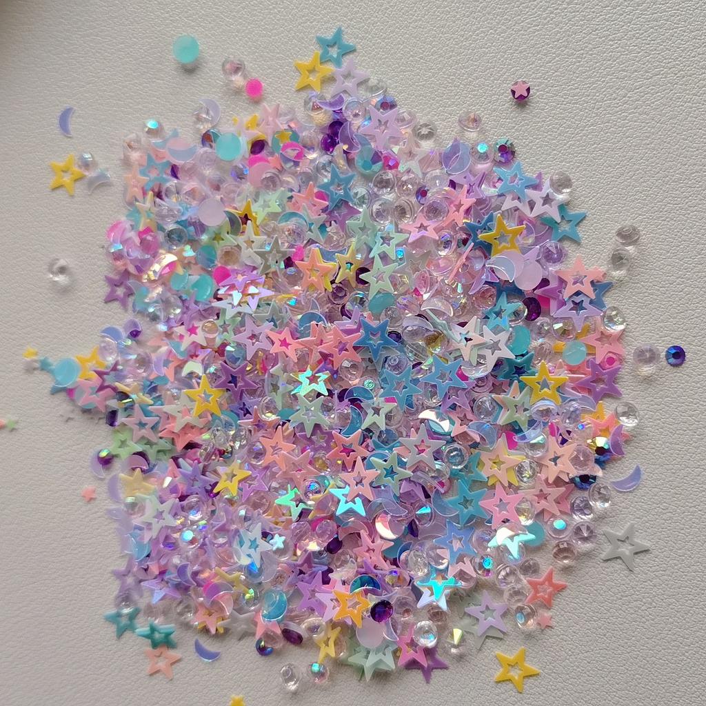 500g Colorful Hollow Star PVC Loose Sequins Glitter Paillette for Nail Art Manicure Wedding Holiday Party Decoration Accessories