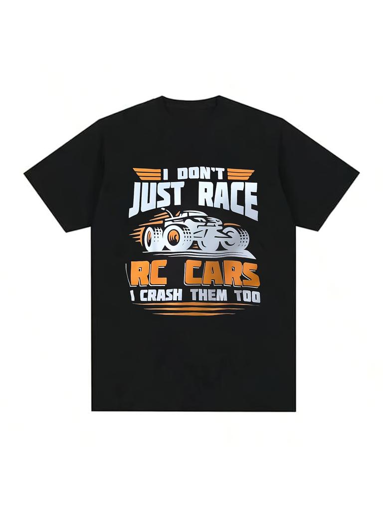 Unisexs Rc Car Drift Racing Pattern Tshirt Orange And Rc Car Design Loose Casual Street Wear Rc Car Enthusiast Clothing