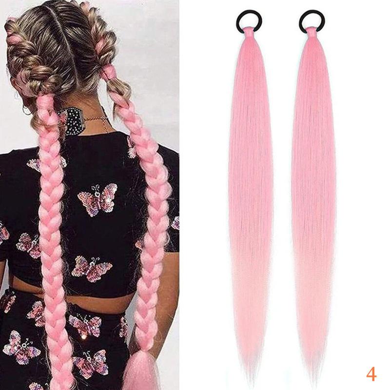 Colorful Elastic Hair Ties Braid Ponytail Hair Extensions for Women