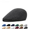 Boina masculina de outono e inverno de lã de aba leve, quente, chapéu para frente, boina britânica de topo mole, chapéu newsboy