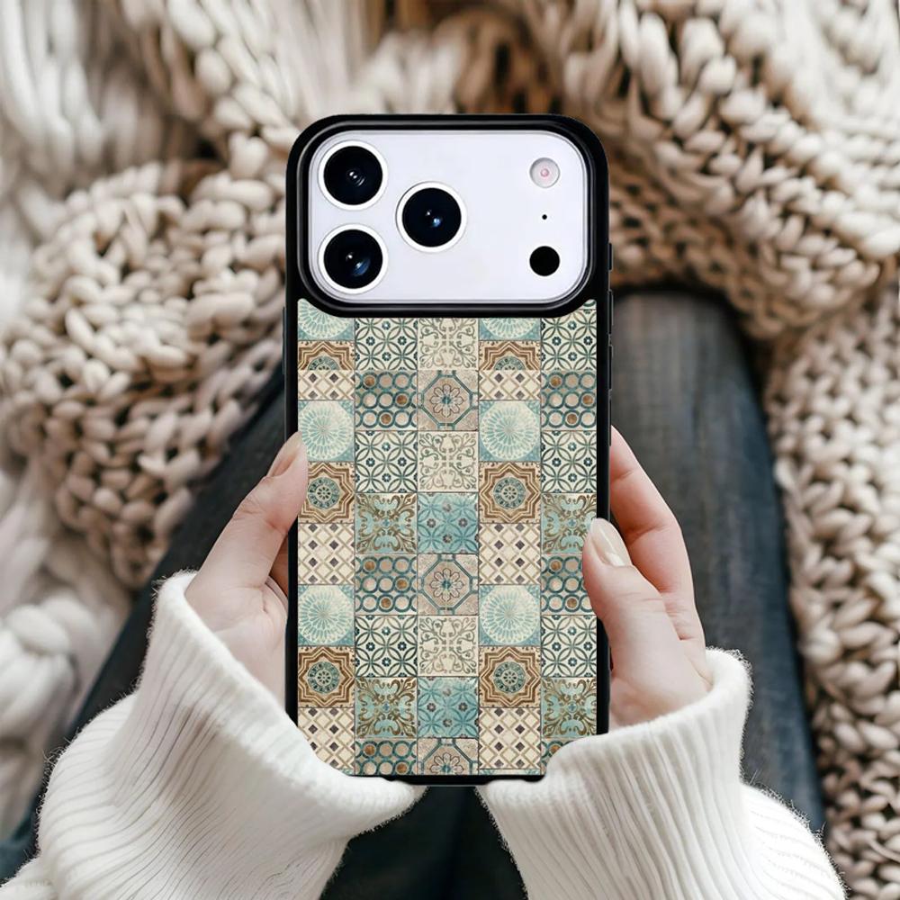 Moroccan Tiles Pattern capa Magnetic Phone Case For iPhone 17 16 15 12 13 Pro Max 14 Plus 11 Hard Cover With MagSafe