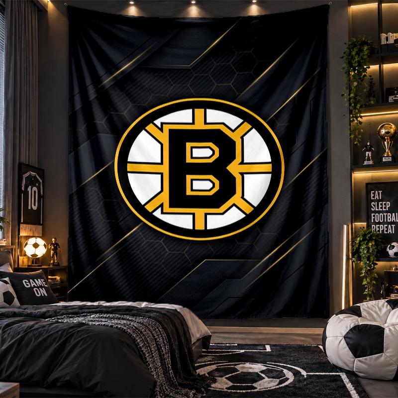 Wall Hanging Tapestry Boston Bruins Print Cloth for Living Room Bedroom Home Decor