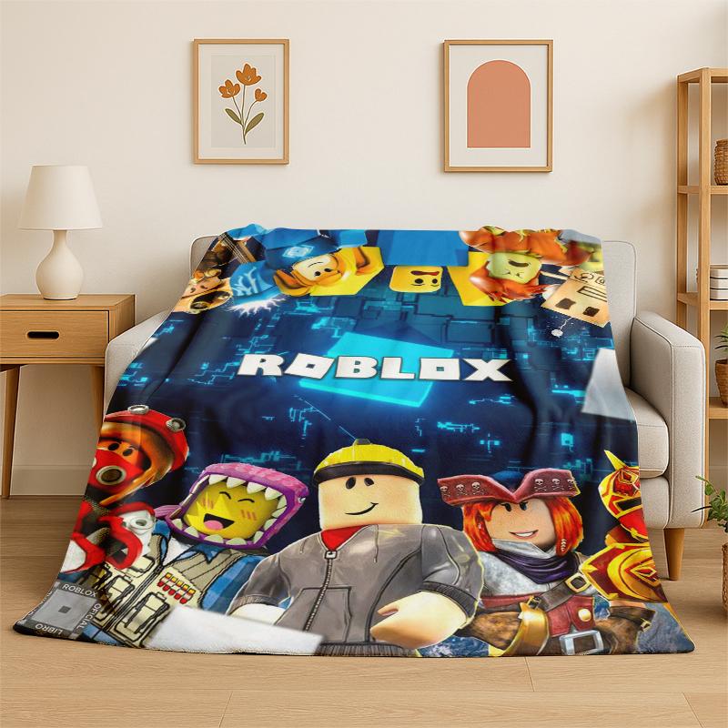 

Cartoon R-Robloxs Game Gamer Flannel Blanket Soft Warm Throw Blanket for Bedroom Living Room Bed Travel Camping Picnic Gift 75x90cm