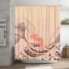 Colorful Ocean Wave Shower Curtain Perfect for Bathroom Decor with 3D Printed Design Water-Resistant Fabric (Size: 69x70in)