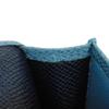Used Bulgari Man Business Card Holder 7946 Navy Bi-Color Calfskin Bifold RFID Case (11679) Logo Metal Light Blue Men's