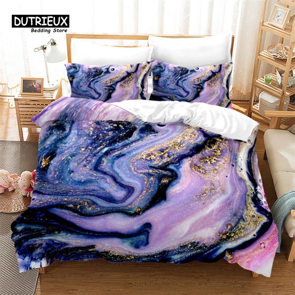 Vibrant Durable King Twin Full Queen Quilt Marble Geometric Abstract Art For Adults Kids Girls Bedroom Decor