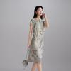 SOFSIL New Chinese Style Floral Print Midi Dress