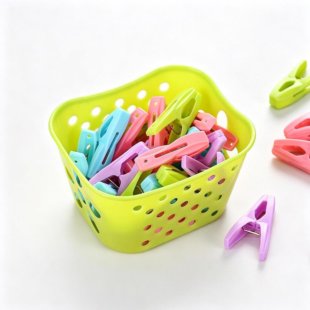 30-Piece Windproof Plastic Clothes Pegs with Basket: Multi-functional Drying Clips for Outdoors