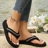 Fashion New Rivet Decor Clip Toe Slippers Women Casual Weightlight Wedge Flip Flops Female Daily Anti Slip Med Heel Flat Slides Mujer