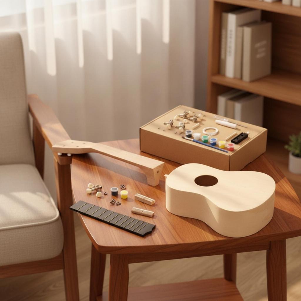 DIY Ukulele Kit Unfinished Instrument Playable for Beginners, Kids