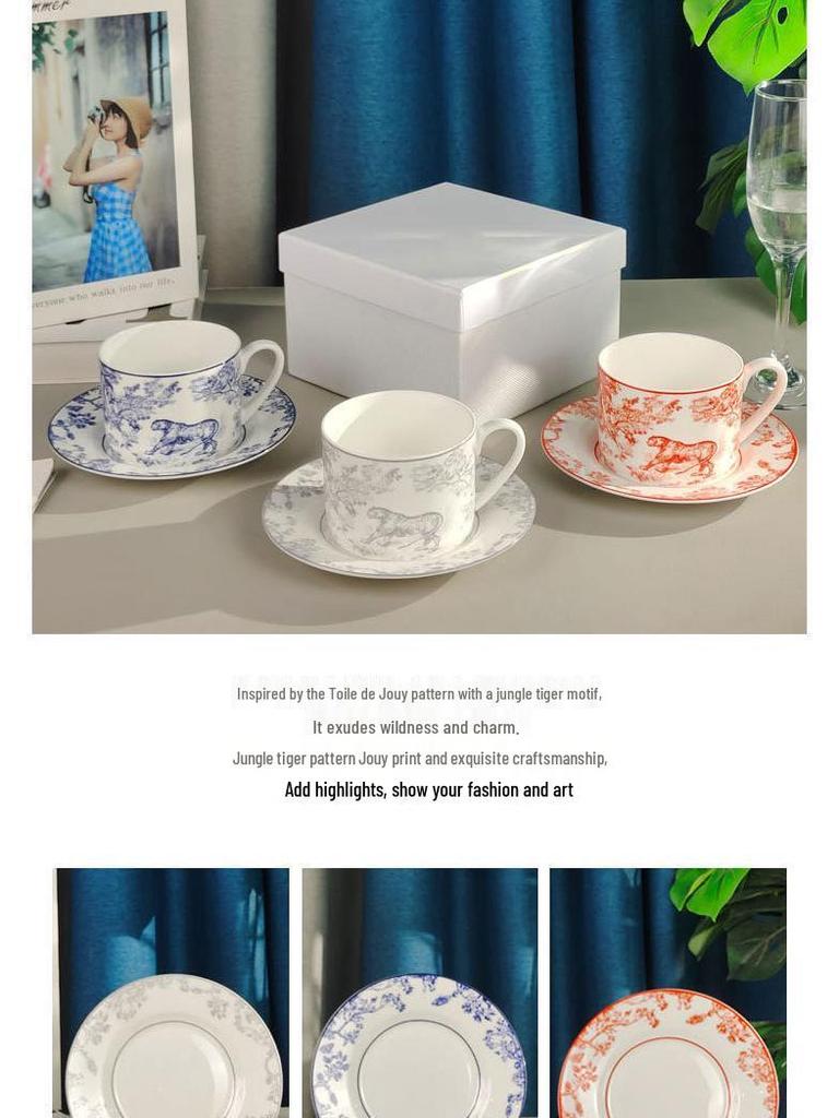 D Home Luxurious Coffee & Tea Set: Cup & Saucer for Two in Gift Box – Elegant Tableware for Afternoon Tea