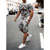 Summer Oversized 3D Printed Men's T-shirt Set Clothing Breathable Loose Sports Short Sleeve Drawstring Waist Shorts 2-piece Set