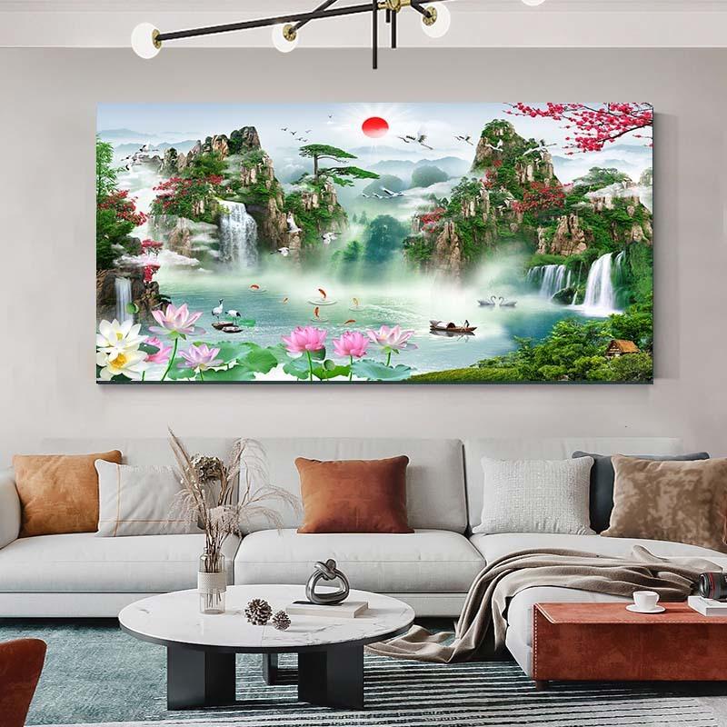 Waterfall Landscape Canvas Painting Modern Posters and Print Making Gallery Home Decoration Wall Art Painting