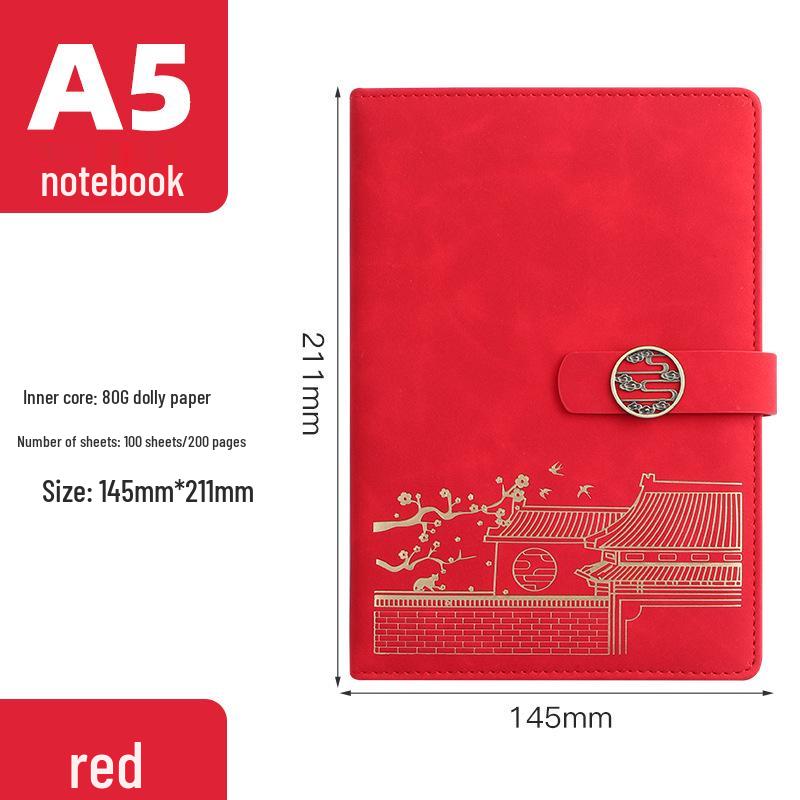 Guochao A5 Chinese Style Business Notebook with Logo Engraving - Simple Diary Gift Box Set A5