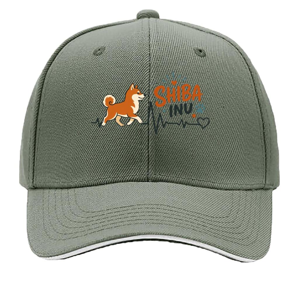 Shiba Inu Pulse Line Silhouette Hip Hop Hat Fashion Outdoor Sports Sandwich Baseball Cap