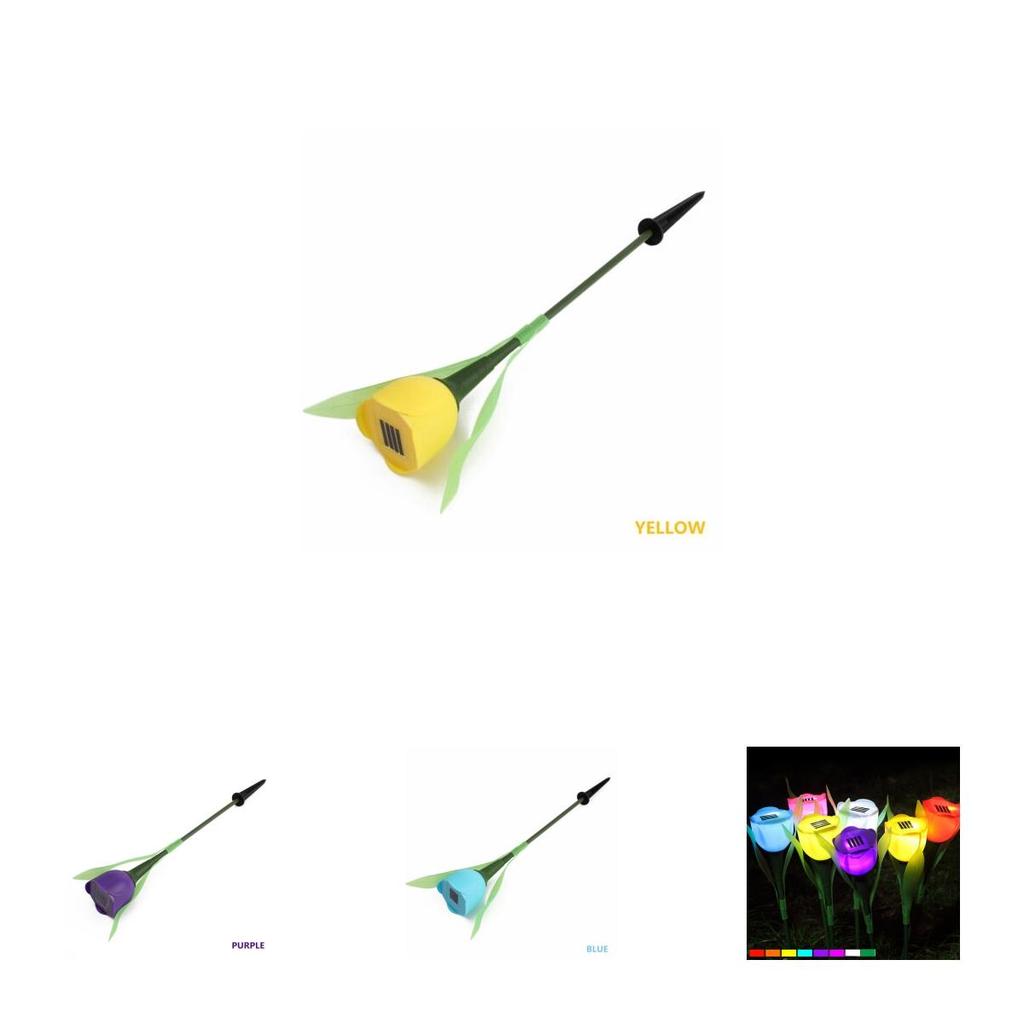 Elegante Luce LED Solare da Esterno a Fiore di Tulipano a 7 Colori per Bellissimi Sentieri del Giardino