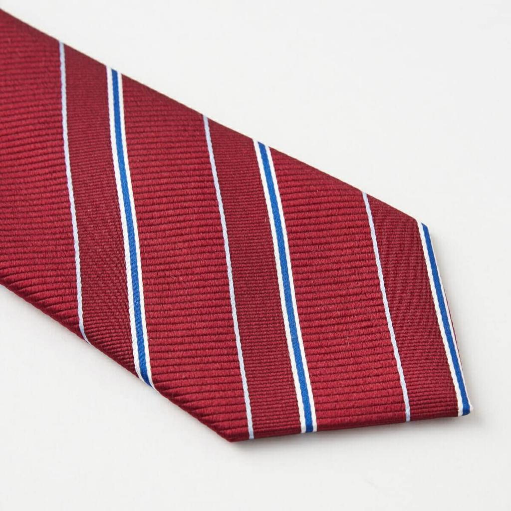 [Ogier] Men's 100% Silk Jacquard Tie, Regimental Stripe, Gift, Present, Business, Stylish