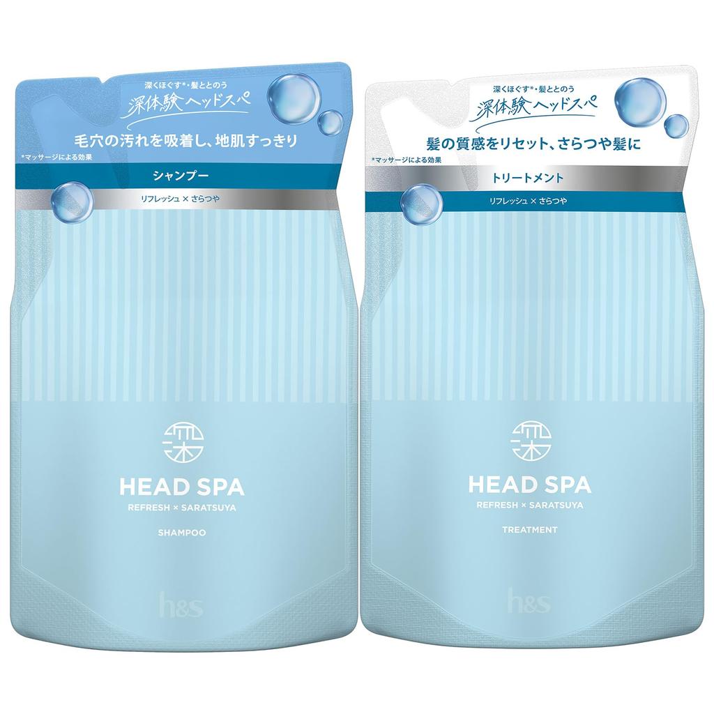 Deep Head Spa Deep Head Spa Shampoo Treatment 350g 350g Refill Set and H&s (H&S) H&s & + (Refreshing Shiny)