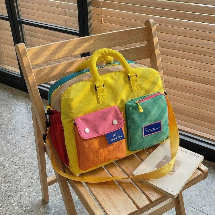 Color Block Large Capacity Travel Bag - Portable, Carry-On, Gym & Short Trip Handbag