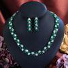 Jewelry Zircon Necklace Earrings Set Emerald Clavicle Chain Wedding Wedding Banquet Accessory Set Chain