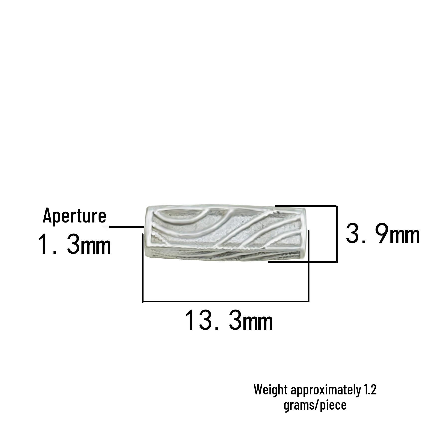 S999 Sterling Silver Square Tube Barrel Bead Pendant - Chinese Style Charm for DIY Bracelets, Necklaces, Weaving, and Beading Jewelry. Sterling Silver 999 серебряный