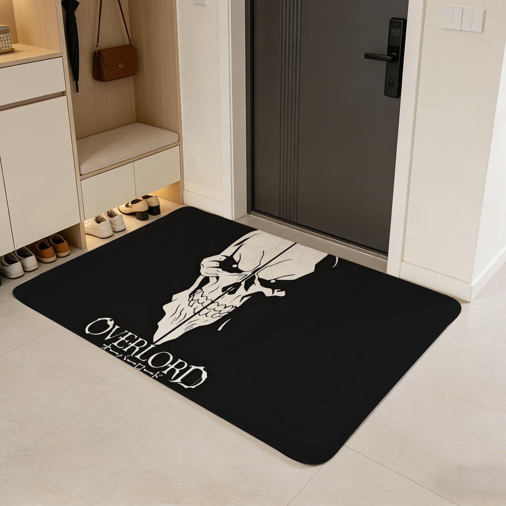Cartoon O-overlord Floor Mat Flannel Door Mat Non-Slip Absorbent Washable Indoor Home Rug