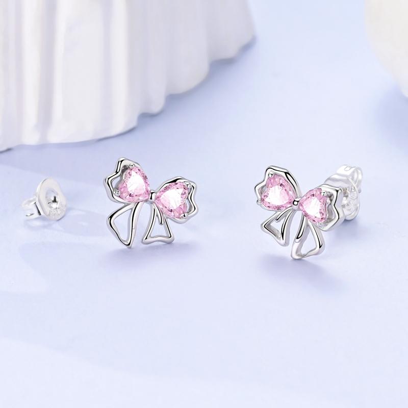Fashion Spring Series Earrings For Women 925 Silver Color Butterfly Dragonfly Flower Heart Shaped Ear Studs Fine Jewelry Couple