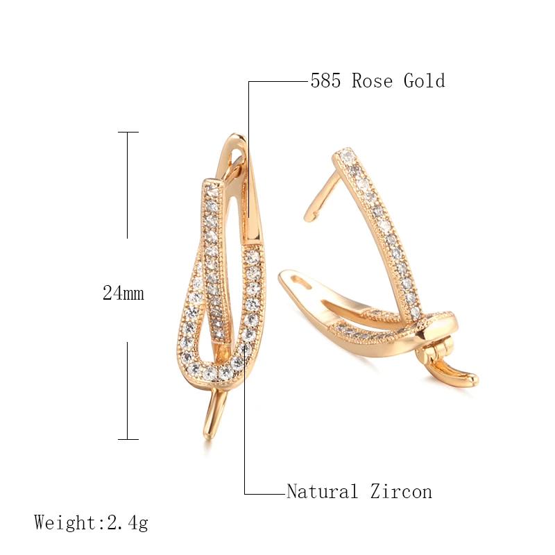 Unique Rose Gold Color Drop Earrings For Women Luxury Full Natural Zircon Accessories Party Daily Fine Jewelry