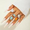 5pcs/7pcs Irregular Chunky Smooth Rings Stackable Retro Metal Ring Opening Rings Set  Female Jewelry