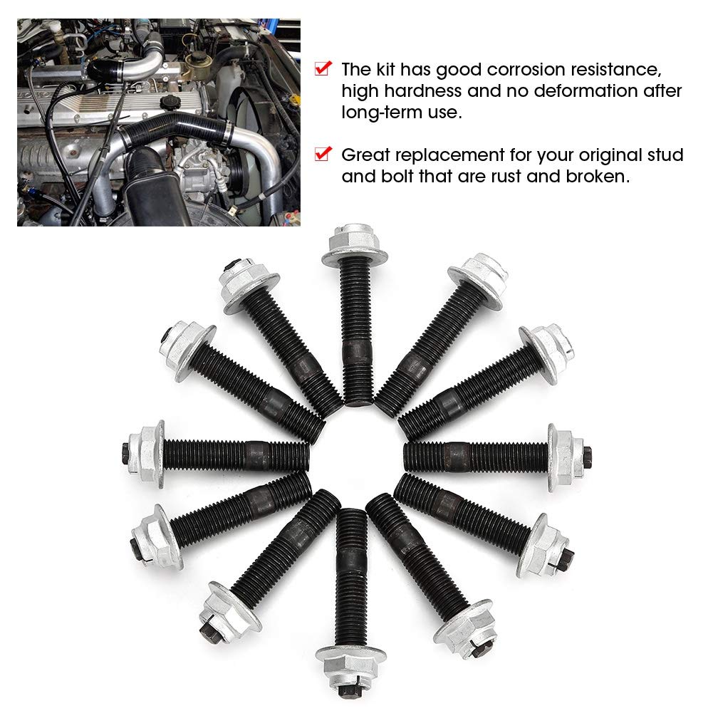 Gorgeri Exhaust Stud Kit, Exhaust Manifold Stud Nut Set 1HZ 1HDT 4. Fits 70 75 80100 Series 9017910128