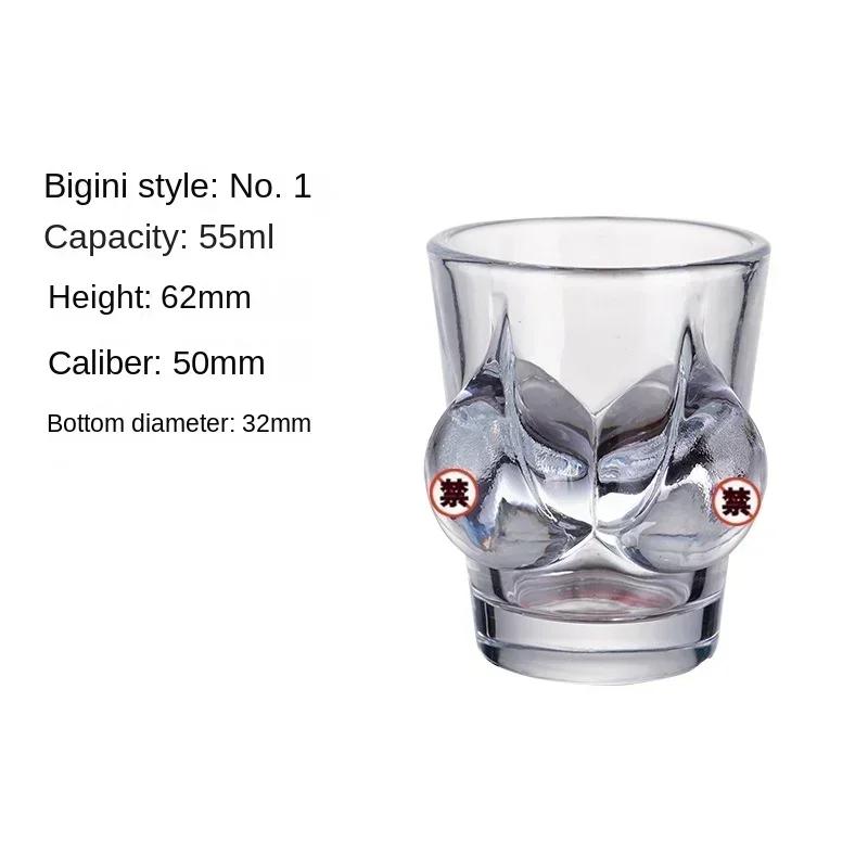 Hand Painted Pattern Glass Cup for Women, Small Wine Cup, Durable Human Bikini, Shot Glass