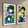 Japan Anime Sports Football Canvas Painting Blue lock Print Poster and Print Decoration Wall Art Kawaii For Living Room Decor