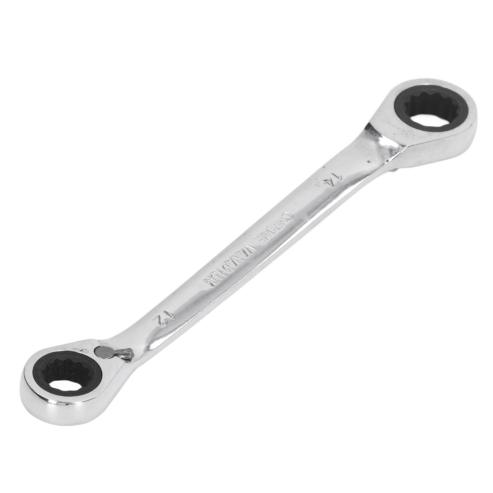 

Двойной коробчатый трещоточный ключ 12-14 мм 72 зуба Хром-ванадиевая сталь Двусторонний трещоточный ключ для