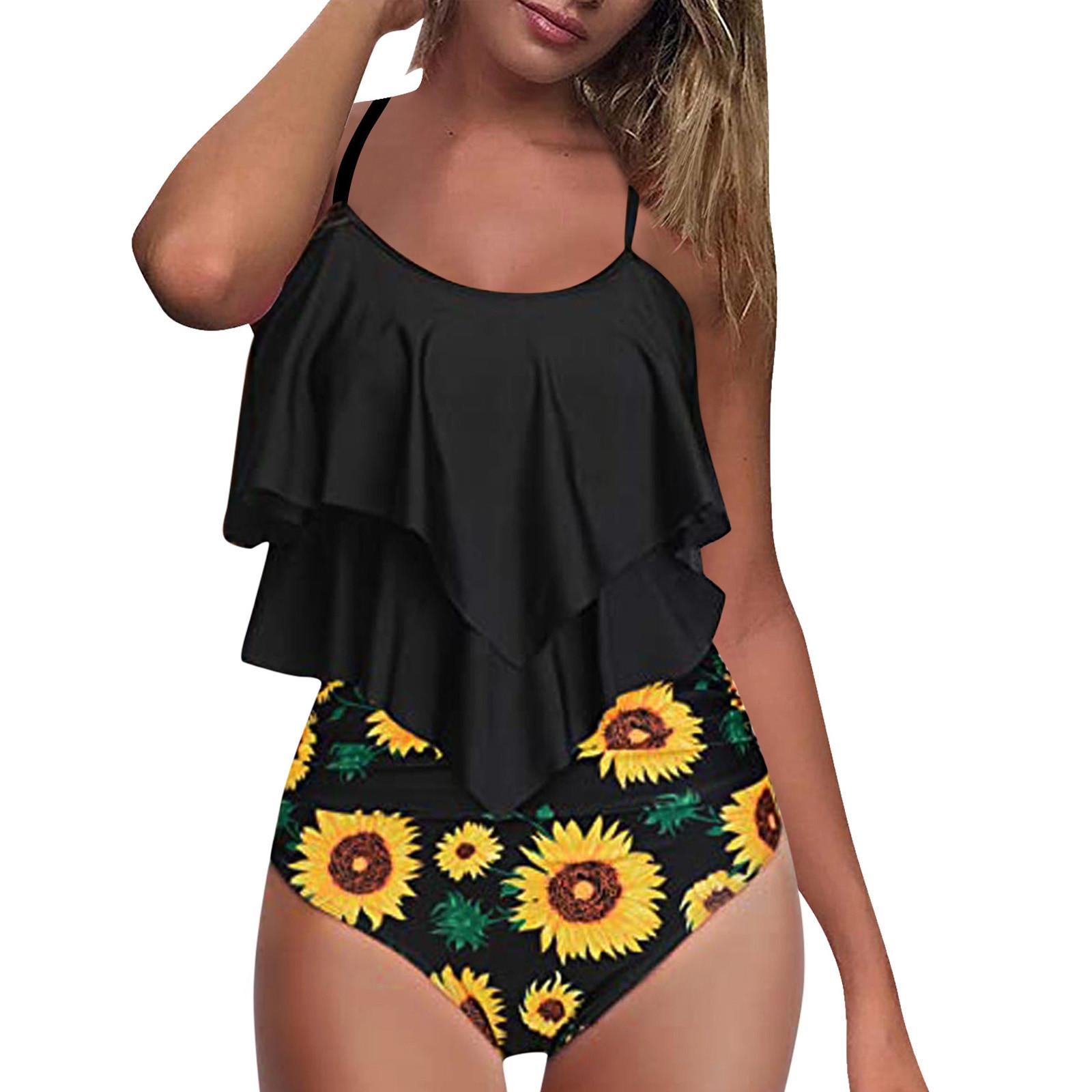 

Женский сексуальный комплект бикини с контрастным градиентом и высокой грудью, купальник XXL жёлтый