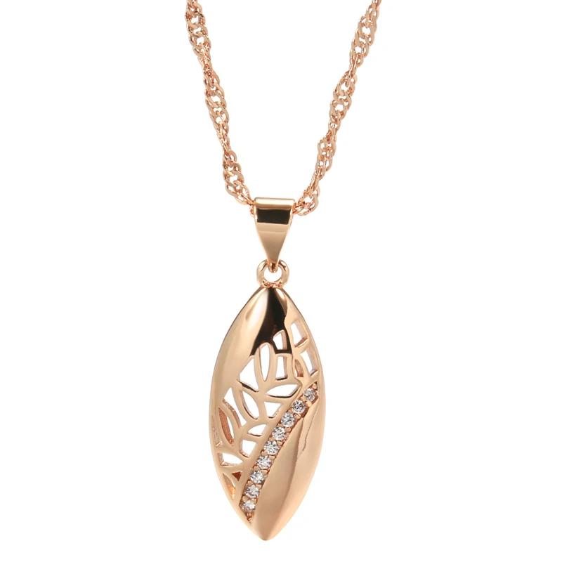 Trendy Ethnic Bride Pendant Necklace For Women Rose Gold Color With Natural Zircon Pendant Dat Daily Fine Boho Jewelry