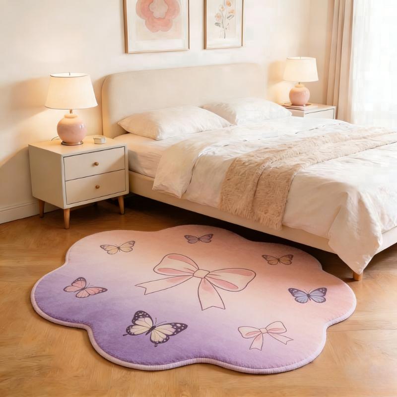 Bunte Blumenteppiche für das Wohnzimmer Flauschig Weicher Schlafzimmer Dekor Teppich Unregelmäßige Form Nachttischteppich Zuhause Dicke Plüsch Bodenmatte