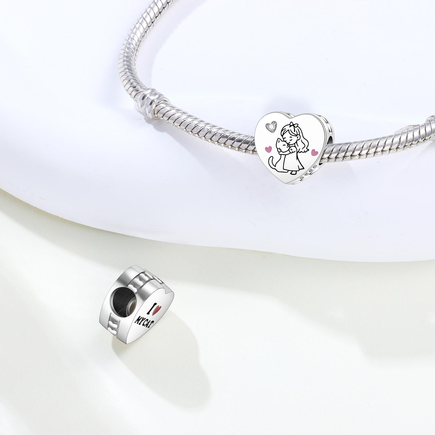 

Copper Blue Heart Double-Layer Drift Bottle Chain Charms Beads Pendant For Original Bracelet Woman Girl Jewelry