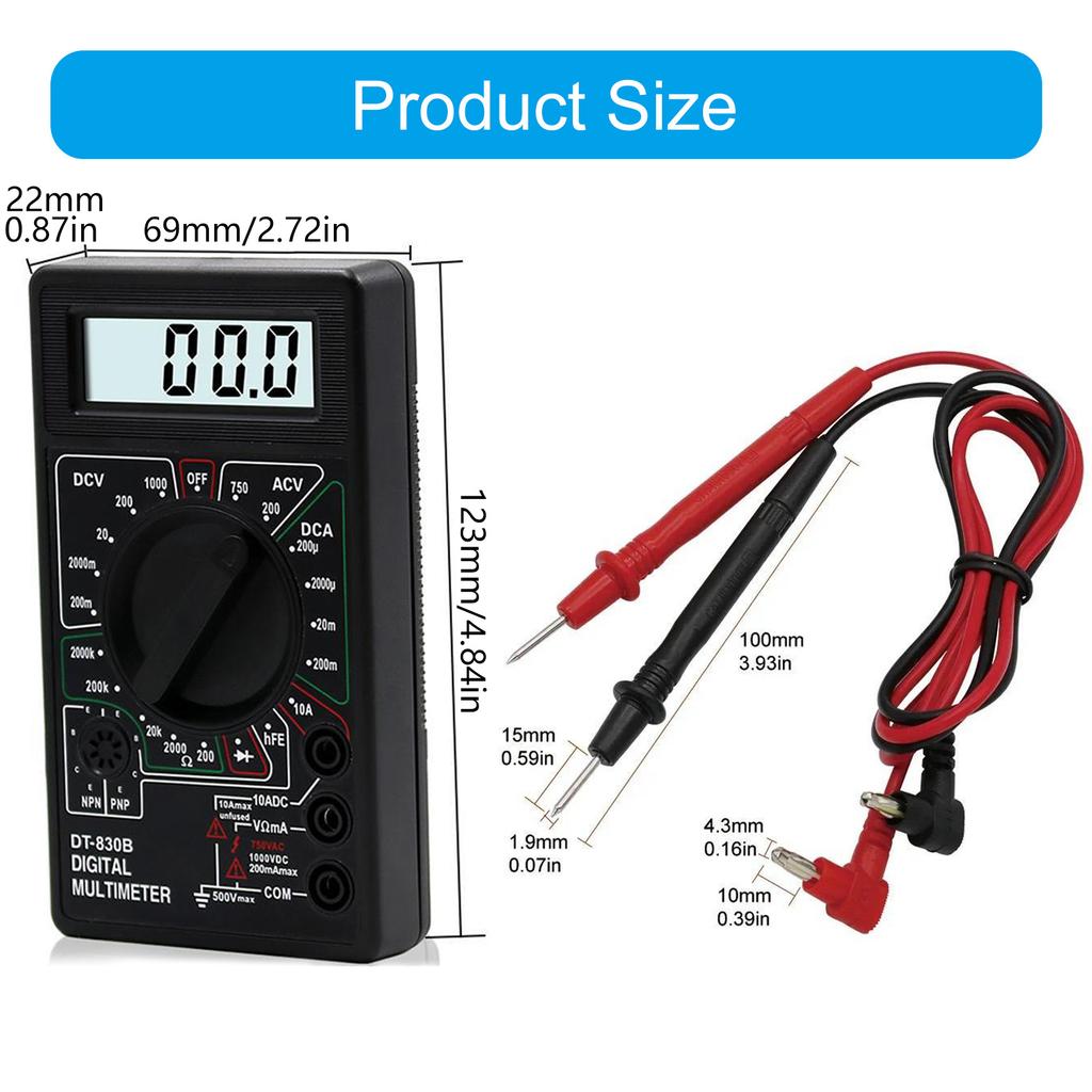 High Precision Digital Multimeter with Clear LCD Display Handheld Multimeter for Professional & Amateur Electricians