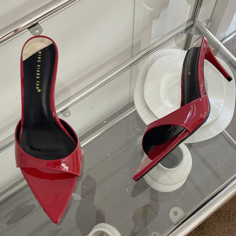 Fashion Female Red Footwear Pumps Slides Heels Shoes For Women New In 2025 Luxury Fashion Pointed Toe Ladies Thin High Heels Shoes