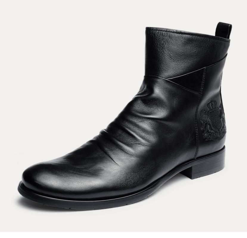 Mode Herren Lederstiefel Handgefertigt Hohe Qualität Seitenreißverschluss Übergröße Stiefel Kampfstiefel Mode Leder Prägnantes Freizeitdesign Stiefel