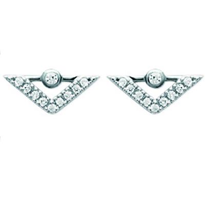 [Q4716] - Silver Earrings 'Sissi' Silver White Triangle (rhodium-plated) - 11x5 Mm