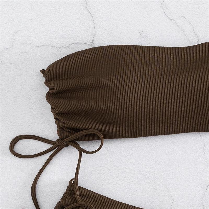 European & American Sexy Bandeau Split Swimsuit - Women's Drawstring Bikini Fashion