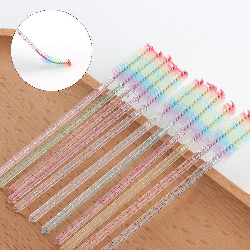 50pcs Disposable Crystal Eyelash Brush Eyebrow Lifting Comb Spoolie Brushes Mascara Wands Applicator Lash Extension Makeup Tool