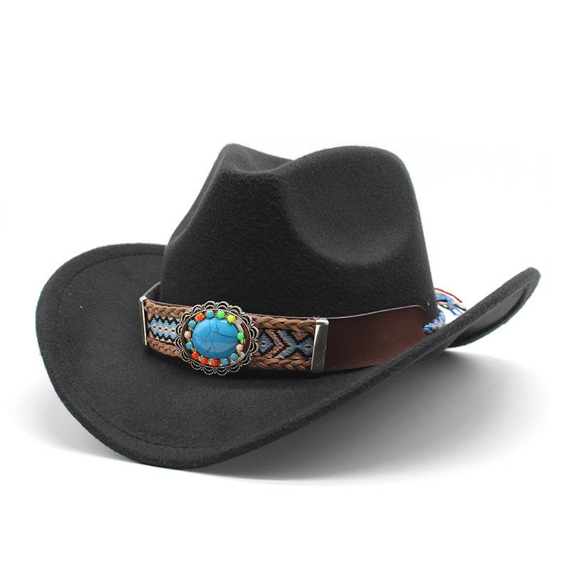 2022 Ethnischer Stil Cowboy-Zylinderhut, Gewellter Filzhut, Amerikanischer Western Outdoor Reithut, Cowboyhüte für Damen und Herren