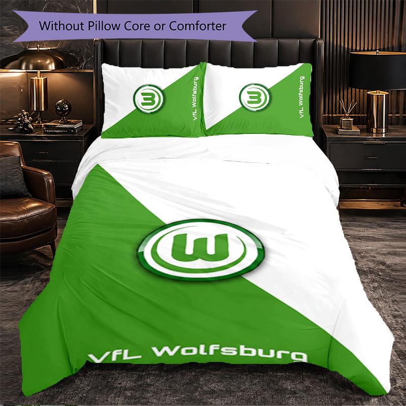 VfL Wolfsburg FC Thema Beddengoed 3-delige Dekbedovertrek Set Decoratief Beddengoed Voor Tienerkamer Woondecoratie