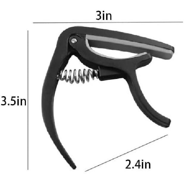 2 PCS Guitar Capo, Acoustic Guitar, Electric Guitar Capo- Banjo and, for Acoustic, Ukulele, Mandolin, Bass, Picks Black Single Handed Capo