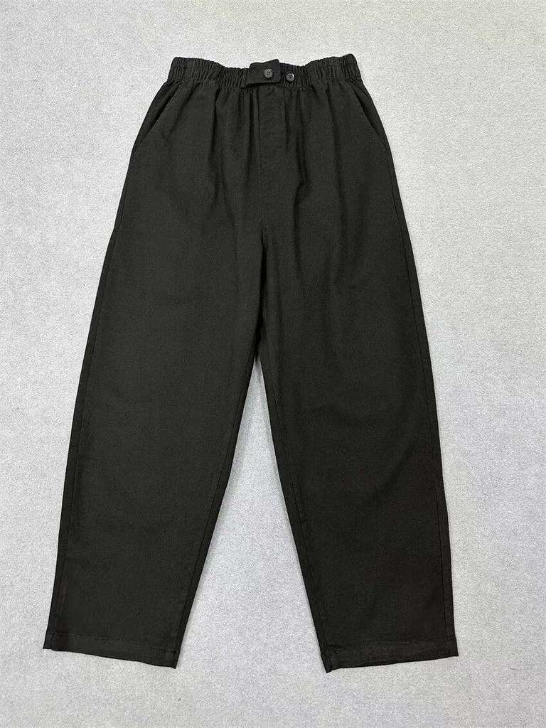 Johnature Spring Japanese Simple Solid Color Casual Pants Elastic Waist Versatile Women Pants