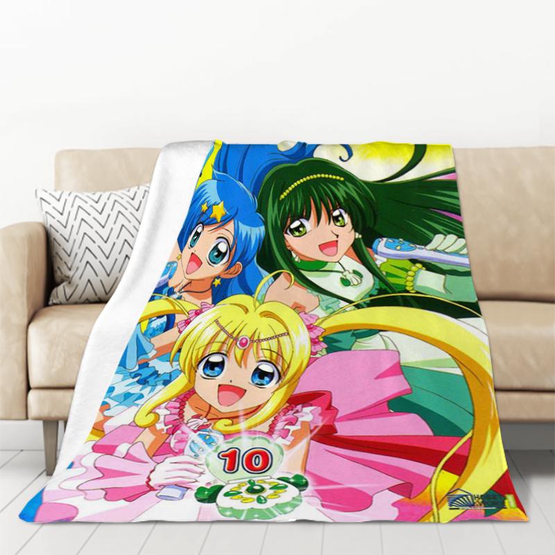 Anime Blanket Mermaid Melody Pichi Pichi Pitch Double Bed Blankets & Throws Furry Throw Sofa Fluffy Soft Decorative Custom Kid's