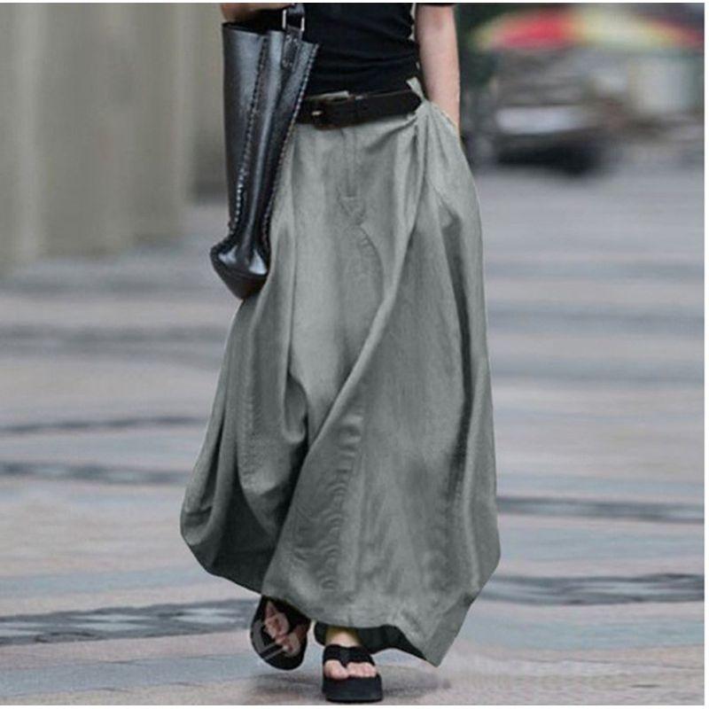 Autumn Casual Long Skirt Women's plus Size A- line Skirt High Waist Slimming Dancing Long Swing Skirt